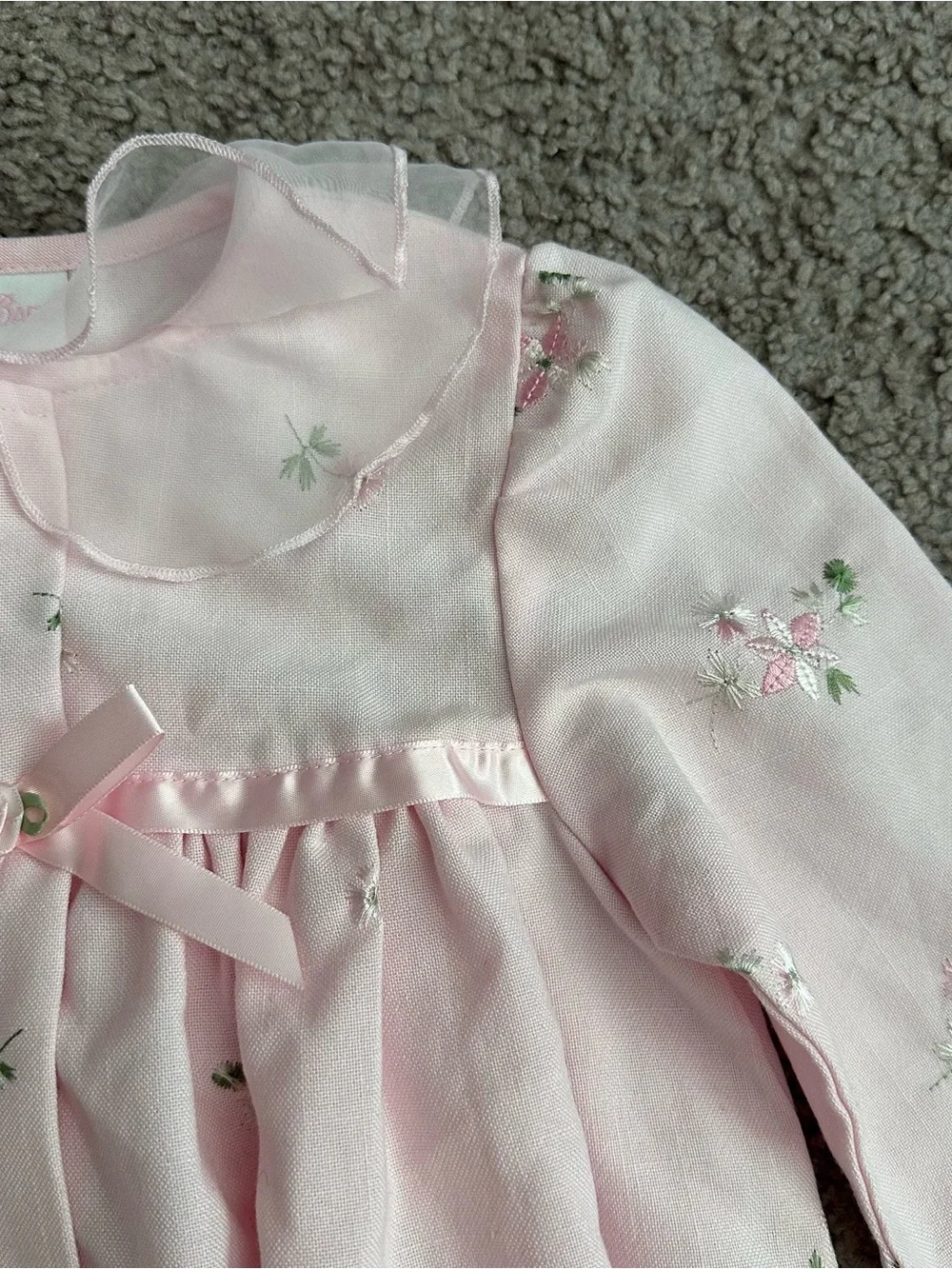 Bonnie Baby Pink Floral Embroidery Long Sleeve Coat Toddler 24M